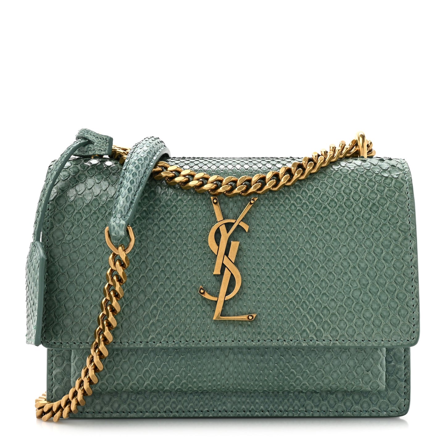 Calfskin Snakeskin Small Monogram Sunset Sea Green