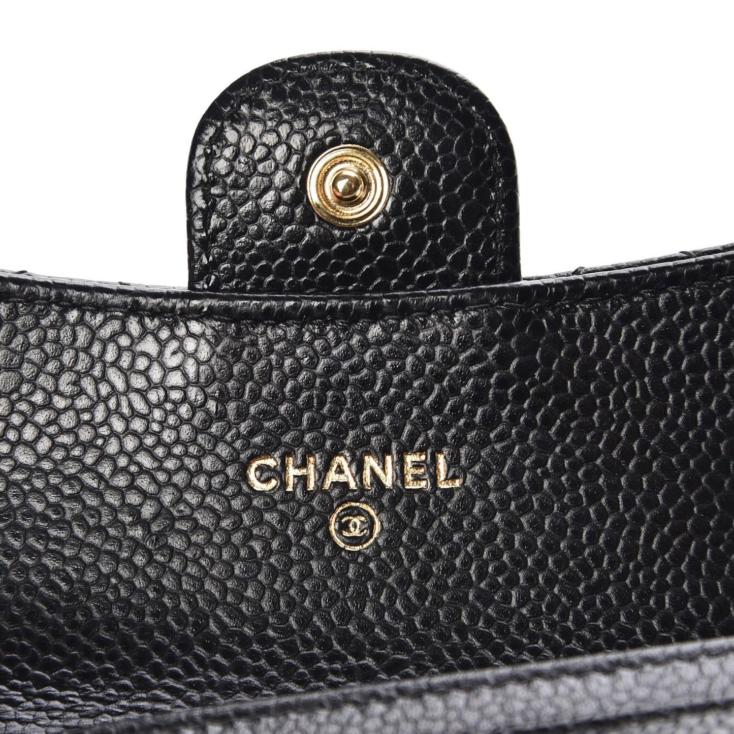 Caviar Quilted Flap Card Holder Black