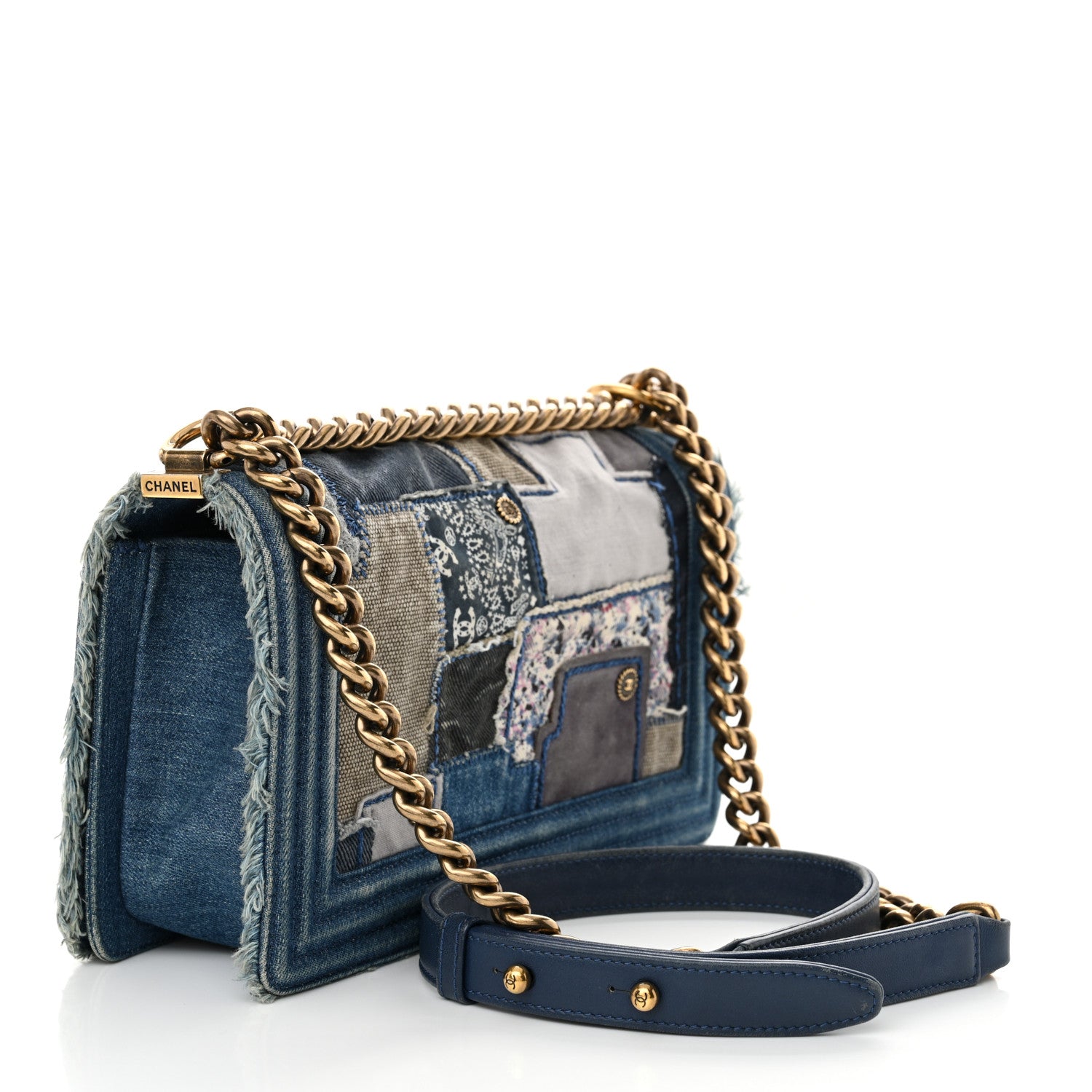 Chanel Denim Patchwork Medium Boy Flap Blue 3 of 10