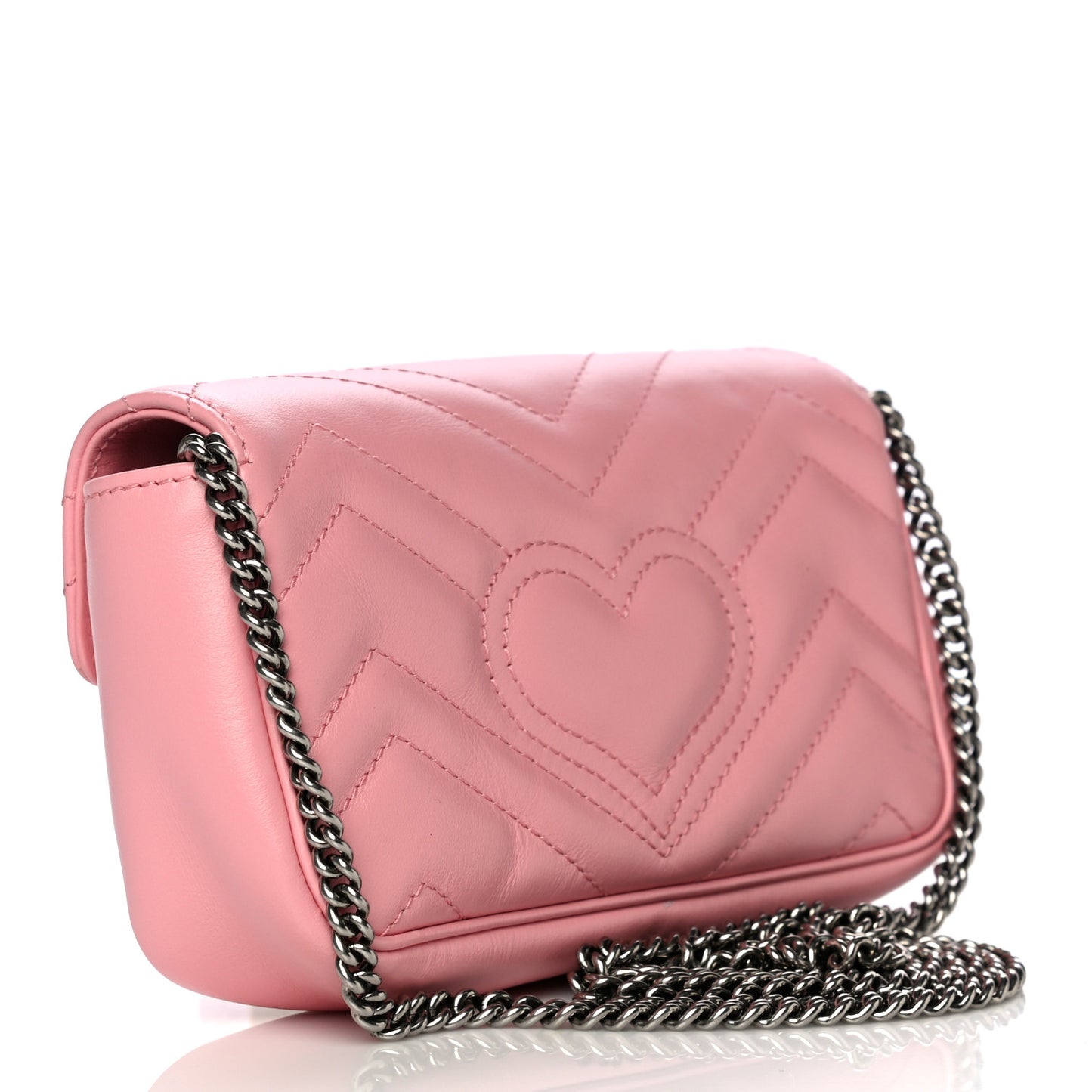 Calfskin Matelasse Super Mini GG Marmont Shoulder Bag Wild Rose