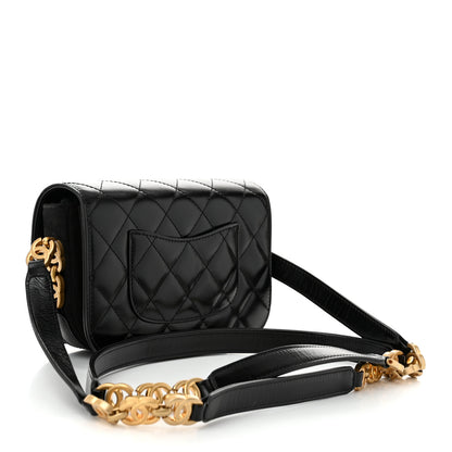 Chanel Shiny Calfskin Quilted Suede Goatskin Mini Messenger Black 3 of 11
