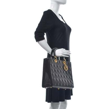 Christian Dior Patent Cannage Large Lady Dior Brown 2 of 8