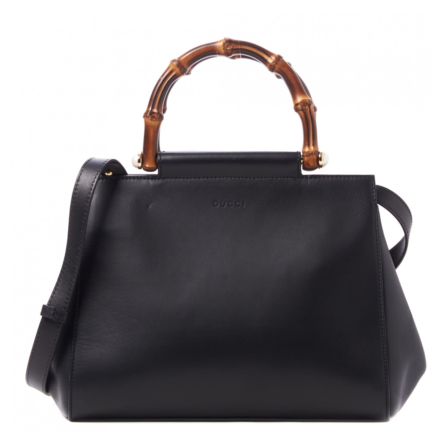 Gucci Nappa Bamboo Small Nymphaea Top Handle Bag Black 1 of 10