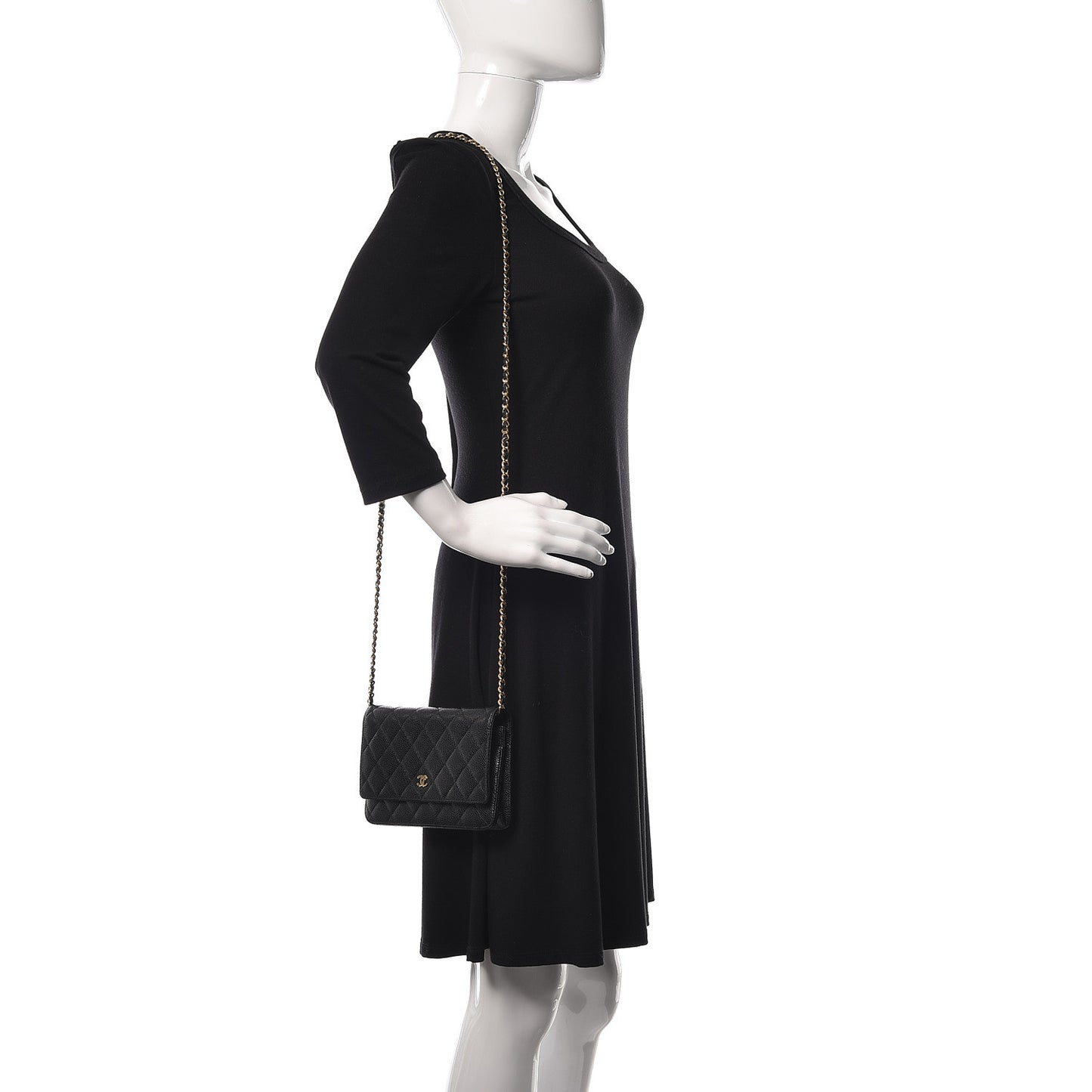 Caviar Quilted Wallet On Chain WOC Black