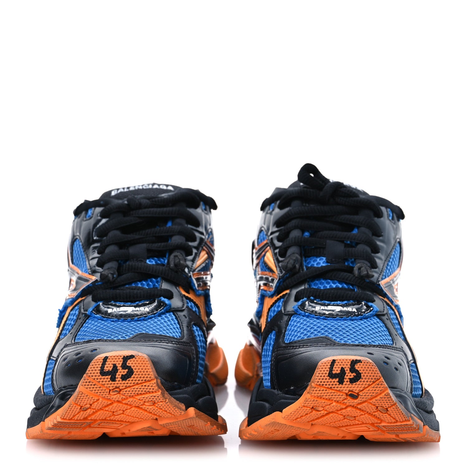 Balenciaga Mesh Rubber Bi-Color Mens Runner Sneakers 12 Blue Orange Black White 3 of 14