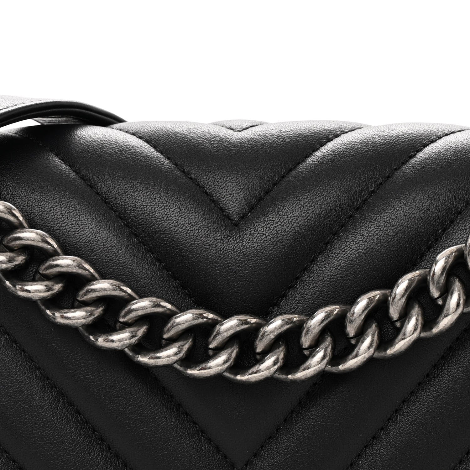 Chanel Lambskin Chevron Quilted Medium Boy Flap Black 8 of 13