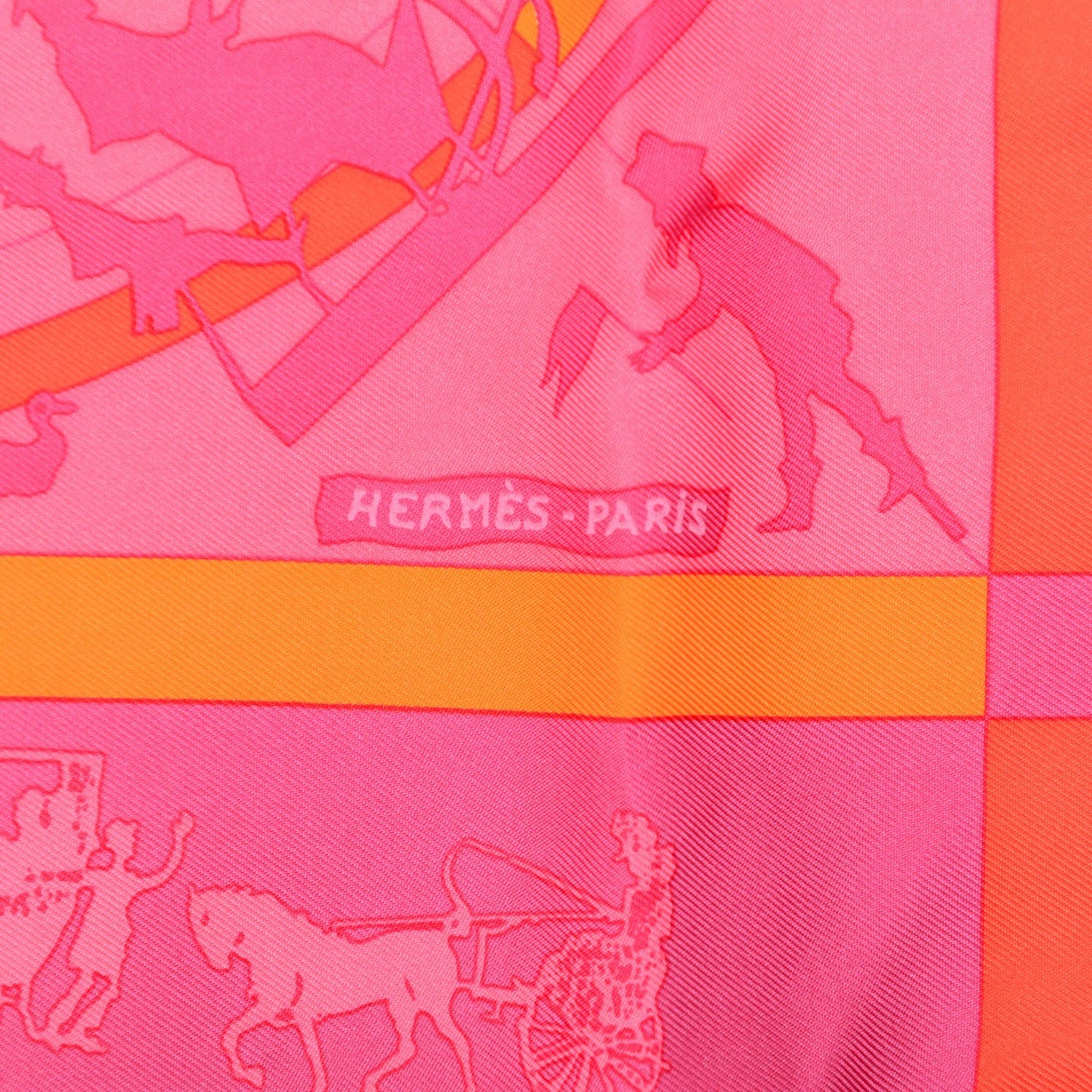 Silk Jeux D'ombres Pocket Square Scarf Orange Prune Vieux Rose