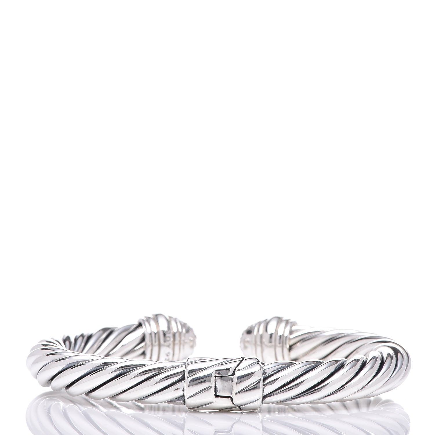David Yurman Sterling Silver Diamond 8.5mm Cable Classics Bracelet 3 of 4