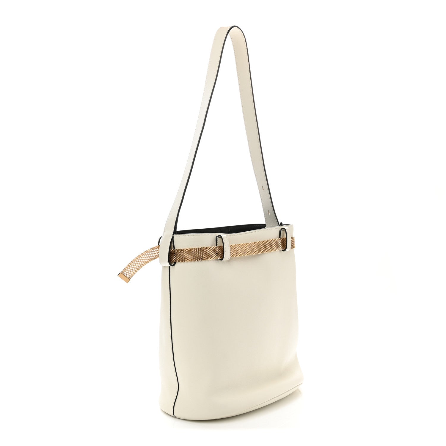Prada Calfskin Buckle Bag With Jeweled Belt White Black 3 of 10
