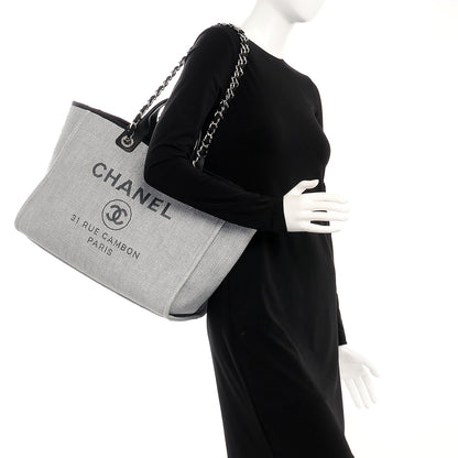 Chanel Canvas Large Deauville Tote Grey 2 of 8