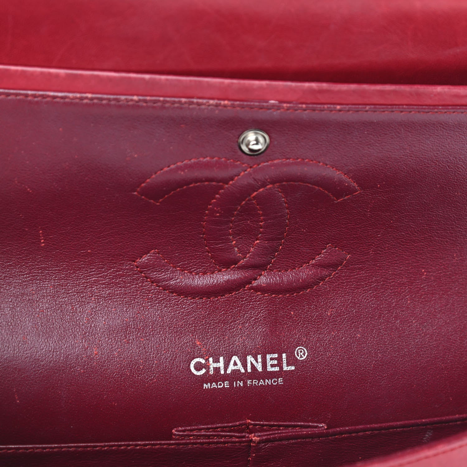 Chanel Patent Calfskin Quilted Medium Double Flap Dark Red 10 of 14