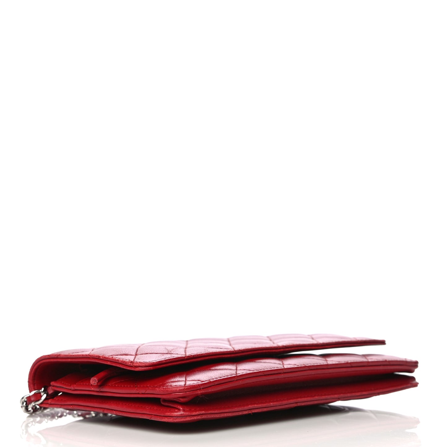 Lambskin Quilted Wallet on Chain WOC Red