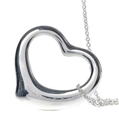 Tiffany Sterling Silver 36mm Elsa Peretti Open Heart Pendant Necklace 5 of 9