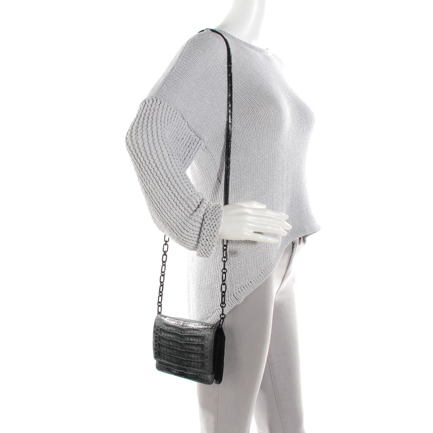 Nancy Gonzalez Crocodile Wallet On Chain Black 2 of 8