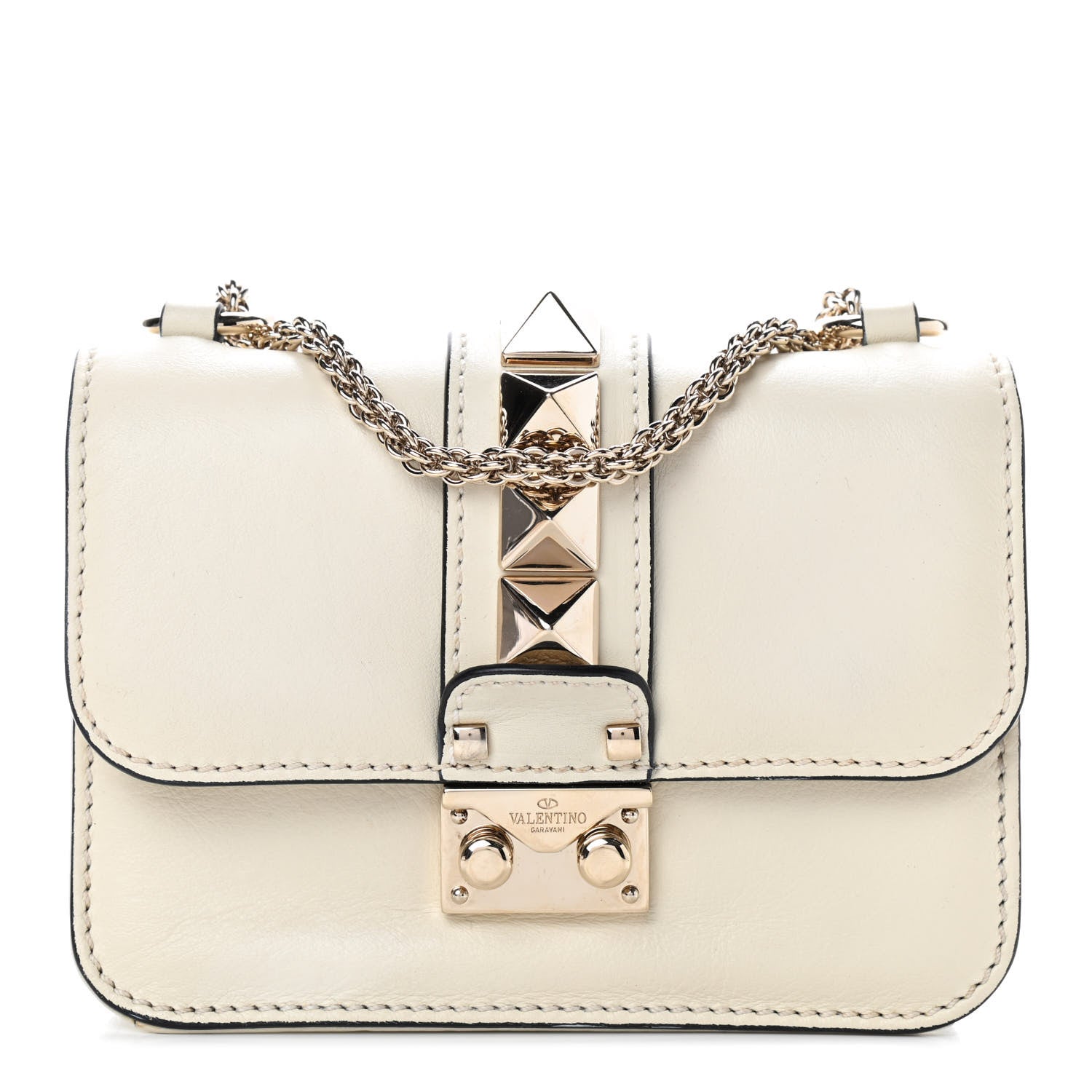 Valentino Garavani Vitello Mini Glam Lock Rockstud Flap White 1 of 8