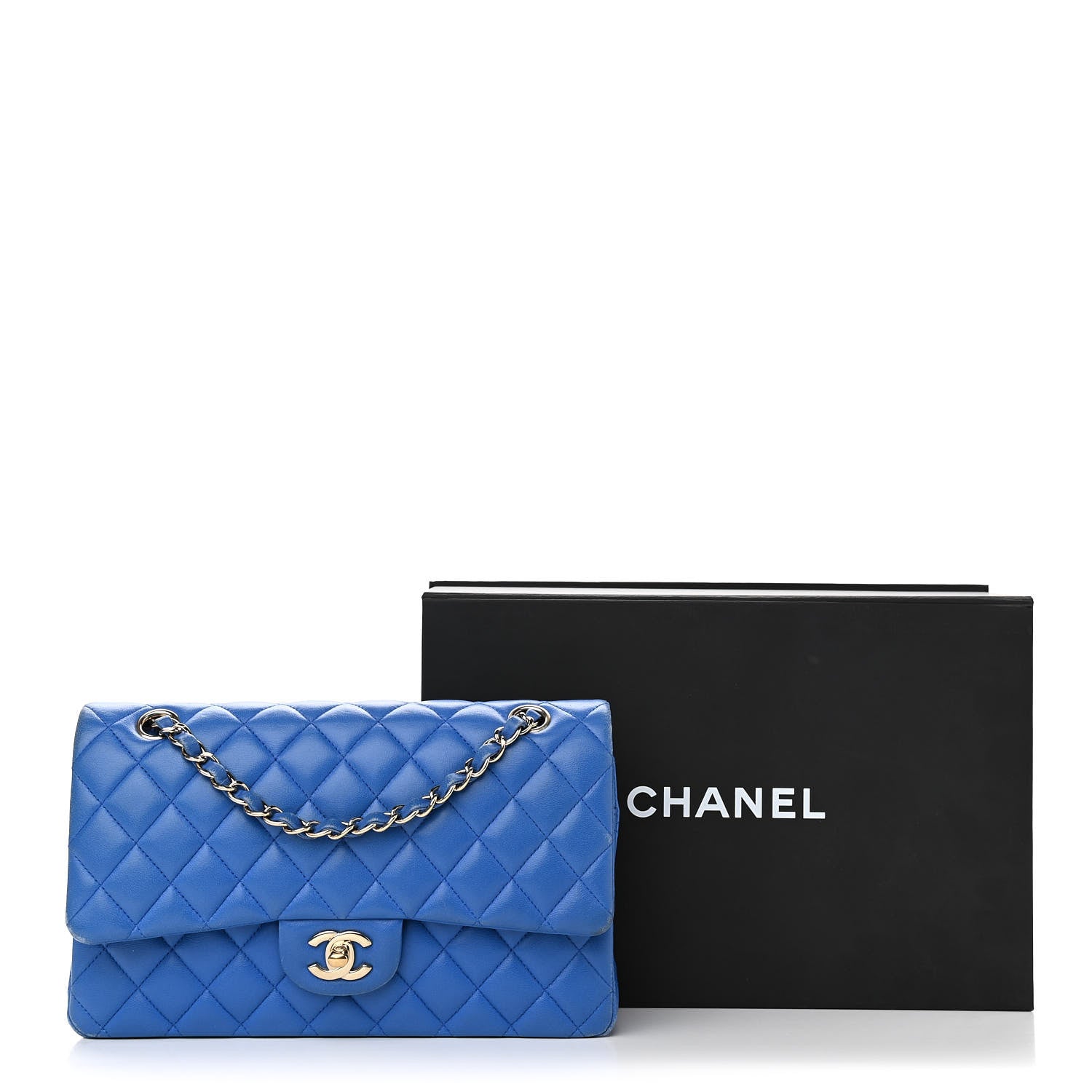 Chanel Lambskin Quilted Medium Double Flap Blue 15 of 15