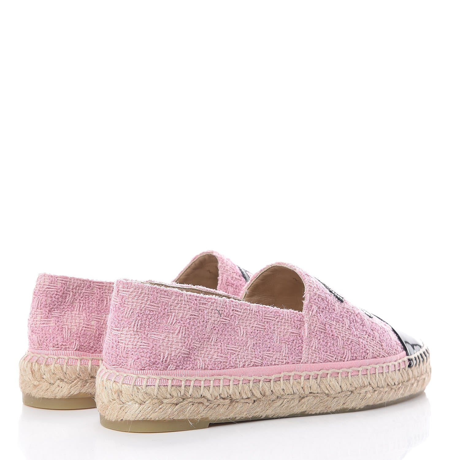 Chanel Tweed Patent CC Espadrilles 37 Pink Black 4 of 7