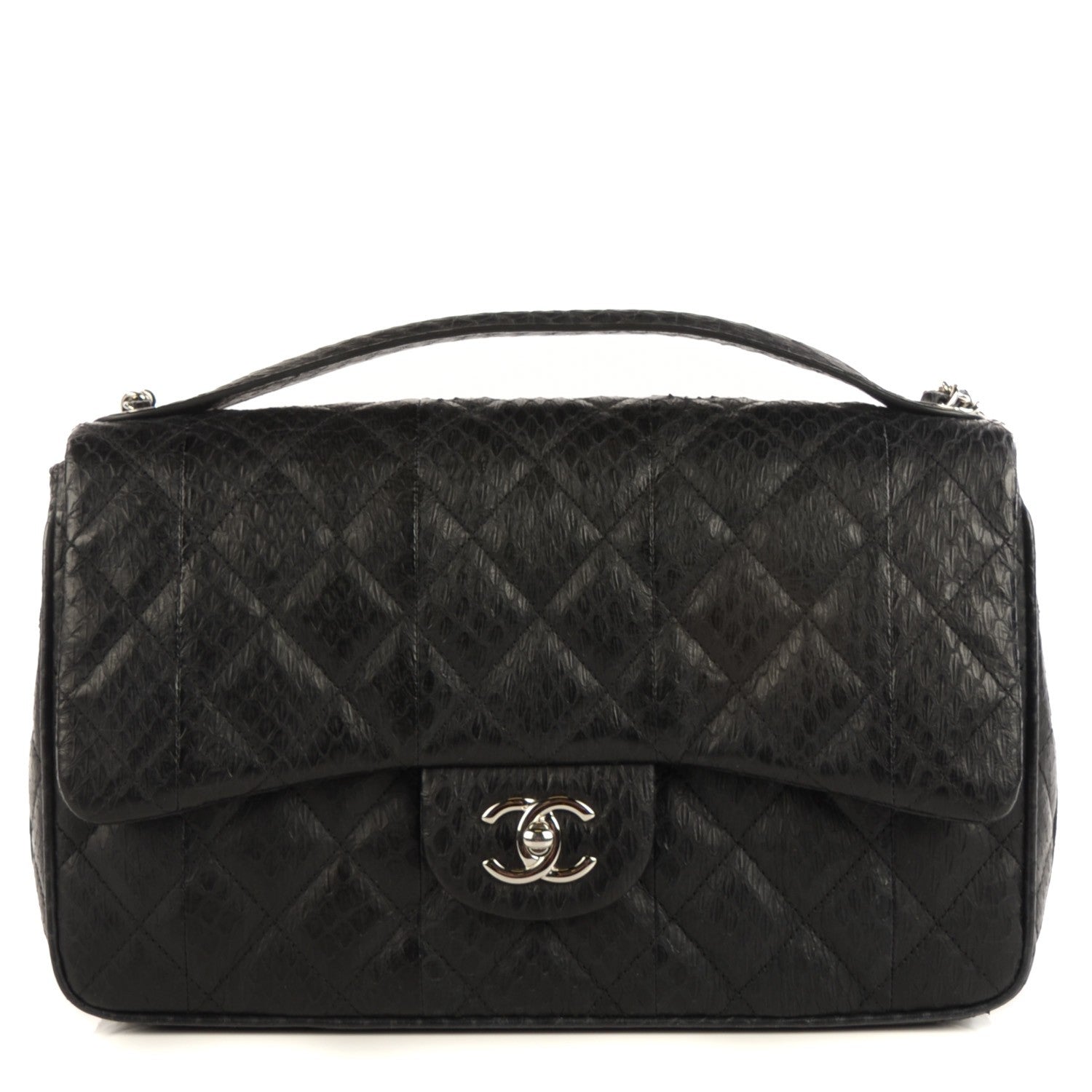 Chanel Elaphe Snakeskin Jumbo Easy Carry Flap Black 1 of 9
