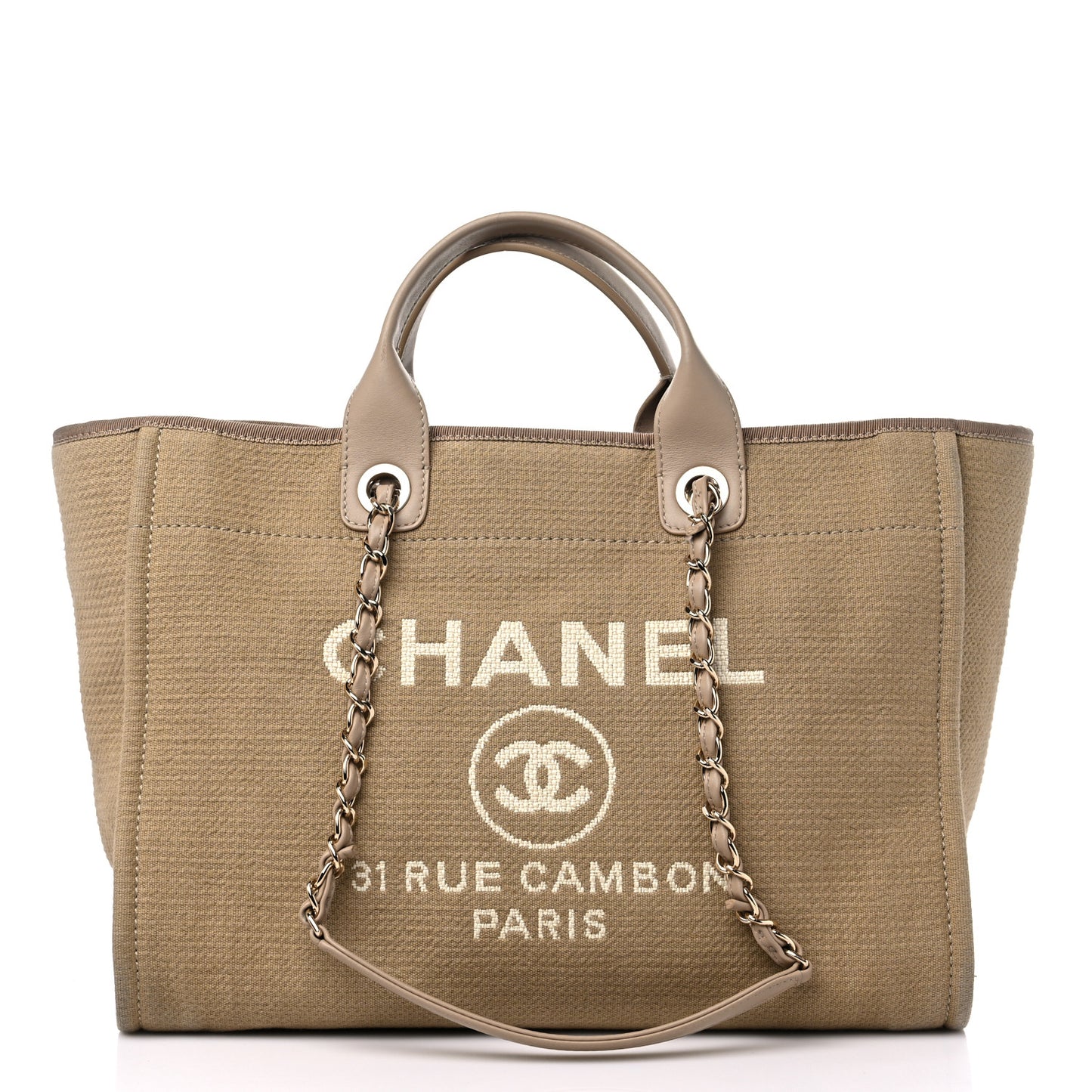 Mixed Fibers Medium Deauville Tote Beige