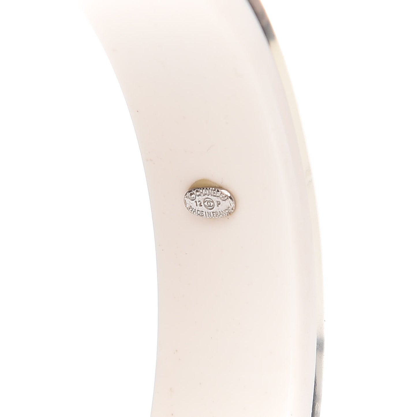 Resin Crystal CC Camellia Bangle Bracelet White