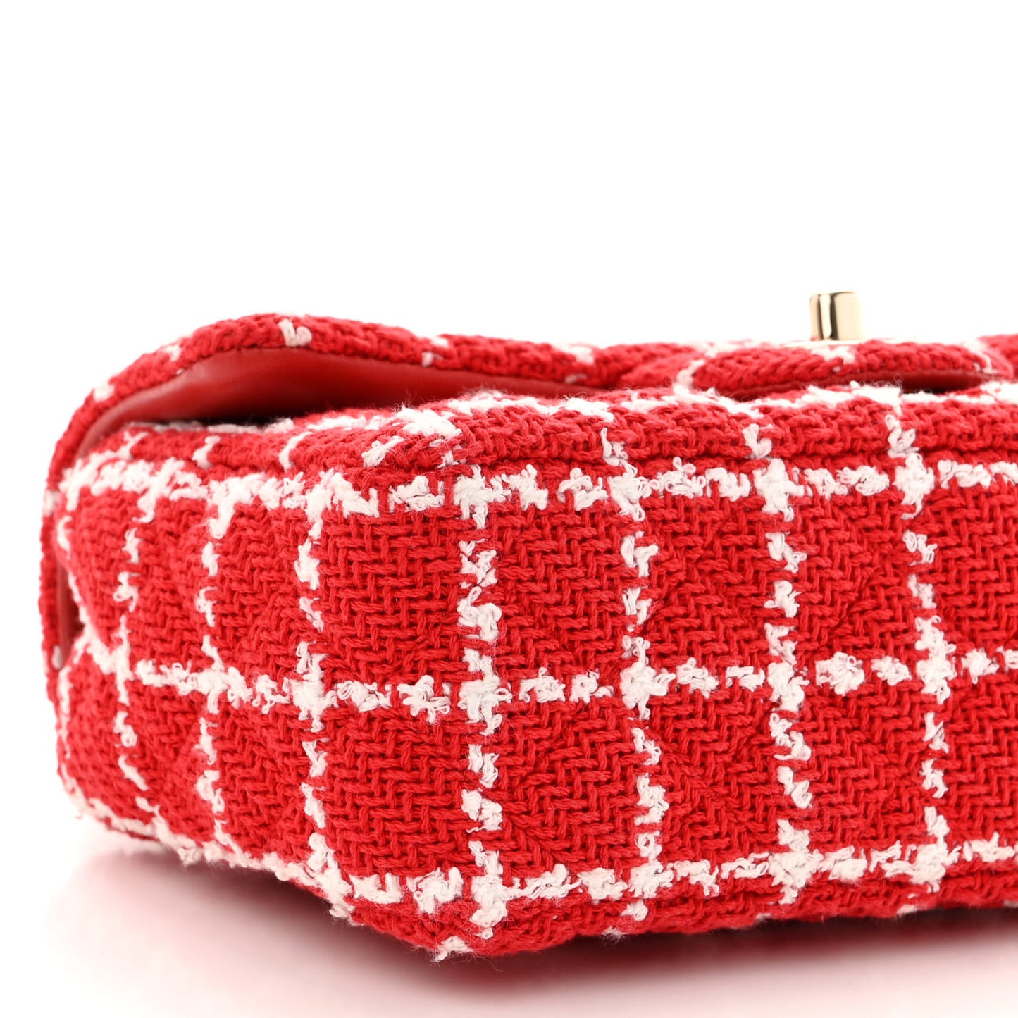 Tweed Quilted Mini Rectangular Flap White Red