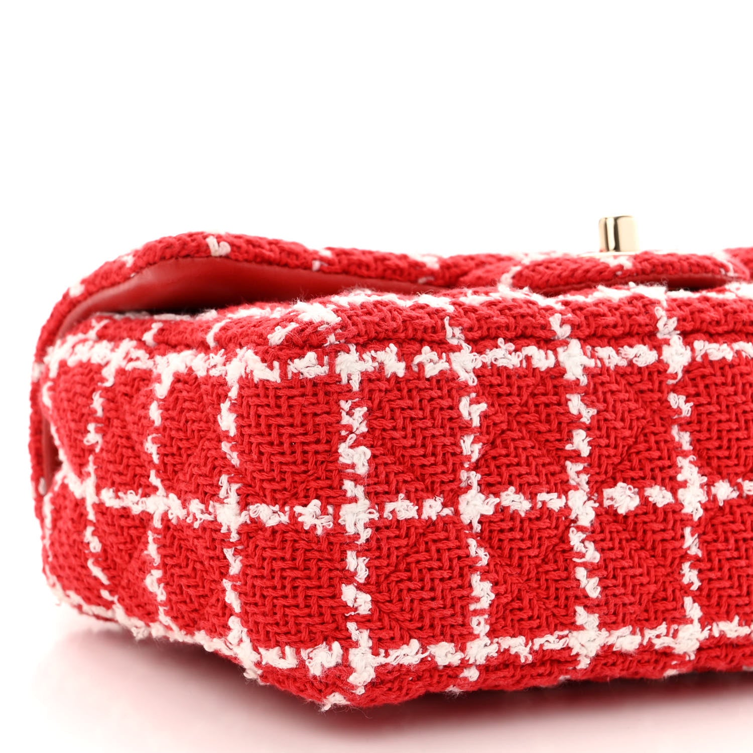 Chanel Tweed Quilted Mini Rectangular Flap White Red 9 of 10