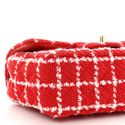 Chanel Tweed Quilted Mini Rectangular Flap White Red 9 of 10