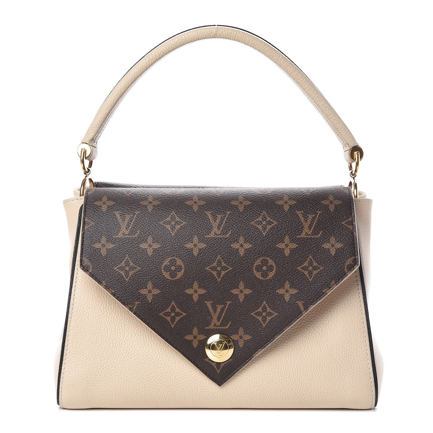 Grained Calfskin Monogram Double V Creme