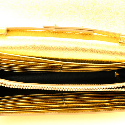 Saint Laurent Metallic Calfskin Monogram Chain Wallet Gold 5 of 9