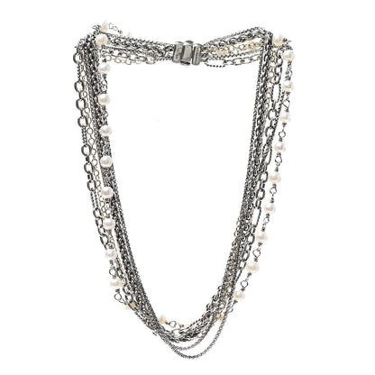 David Yurman Sterling Silver 18K Yellow Gold Pearl Multi Chain Necklace 3 of 4
