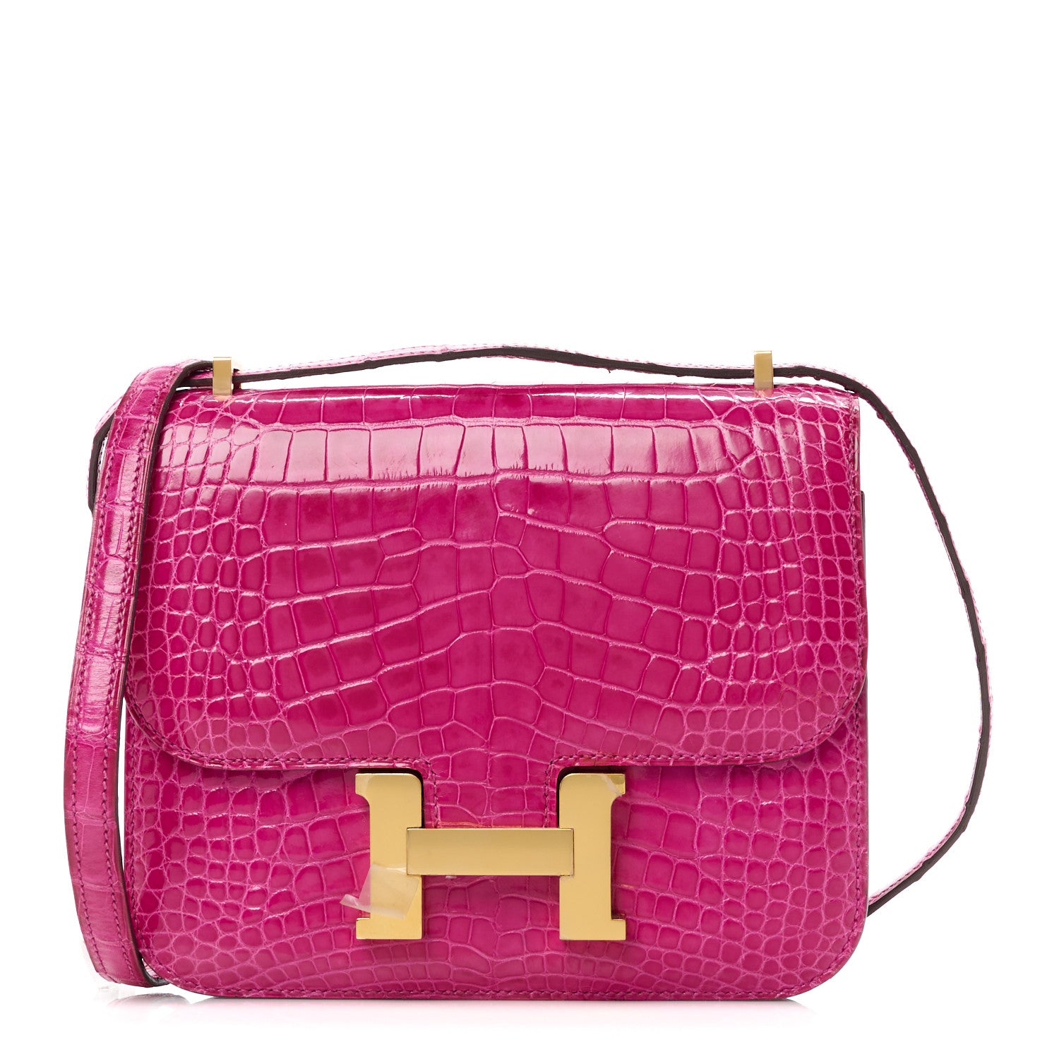 Hermes Shiny Alligator Constance 18 Rose Scheherazade 1 of 12