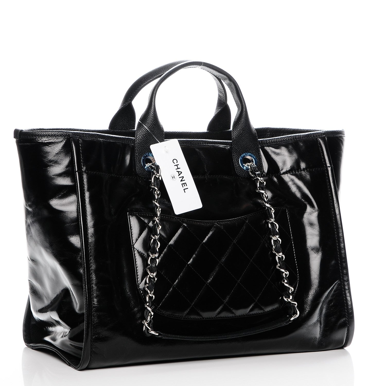 Chanel Glazed Calfskin Large Deauville Tote Black 3 of 7