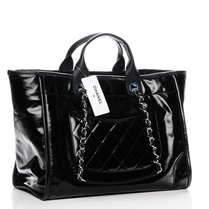 Chanel Glazed Calfskin Large Deauville Tote Black 3 of 7