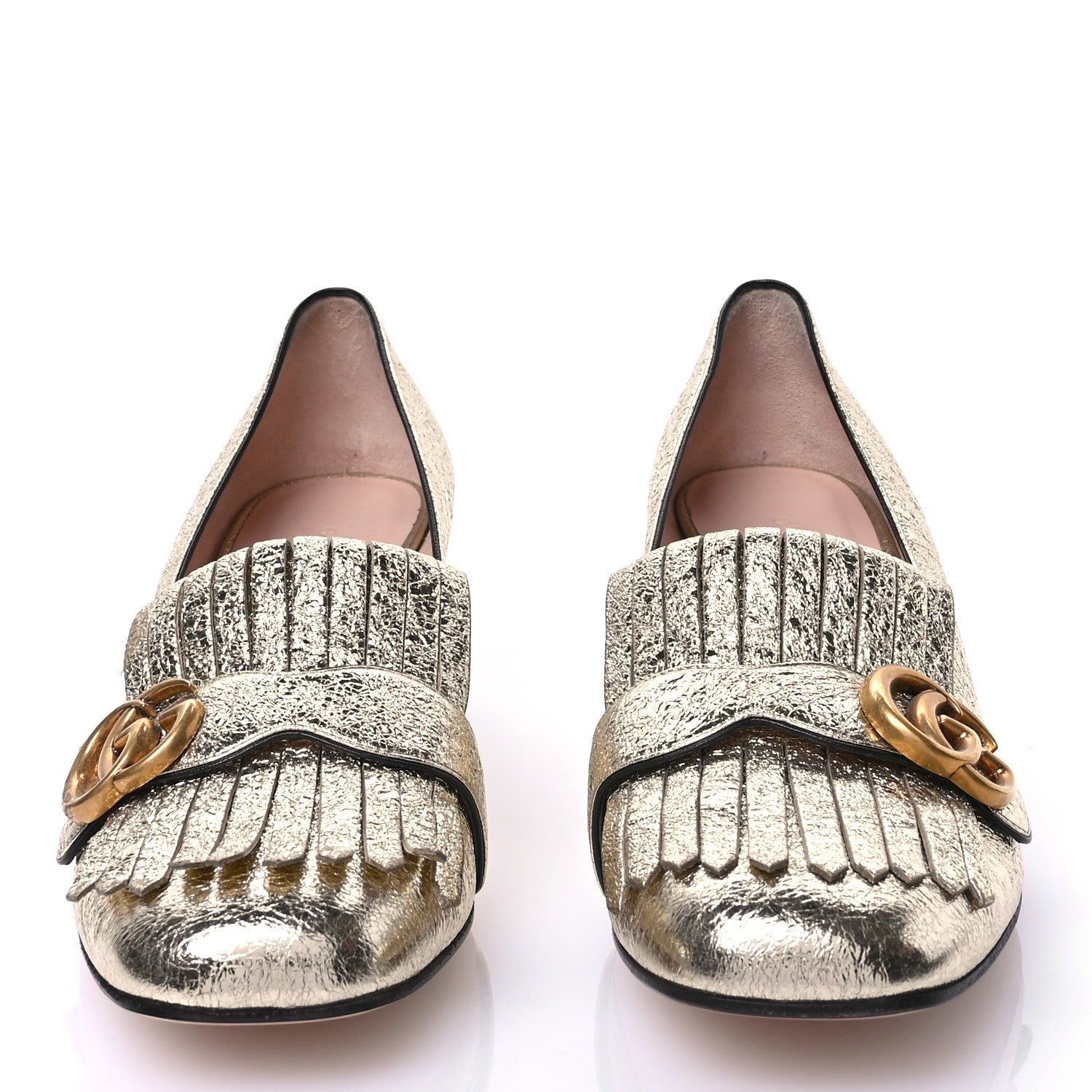 Gucci Galassia GG Marmont Fringe 50mm Loafer Pumps 41 Platino 2 of 9