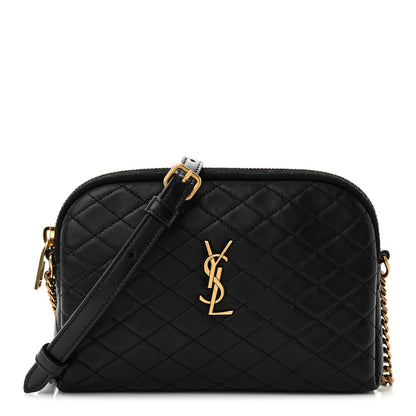 Saint Laurent SAINT LAURENT Lambskin Quilted Gaby Zipped Pouch Black 1 of 11