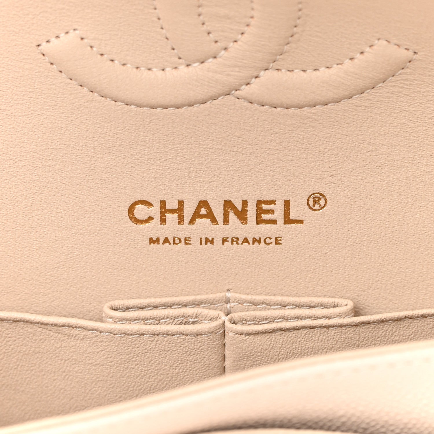 Chanel Caviar Chevron Quilted Medium Double Flap Beige 6 of 12