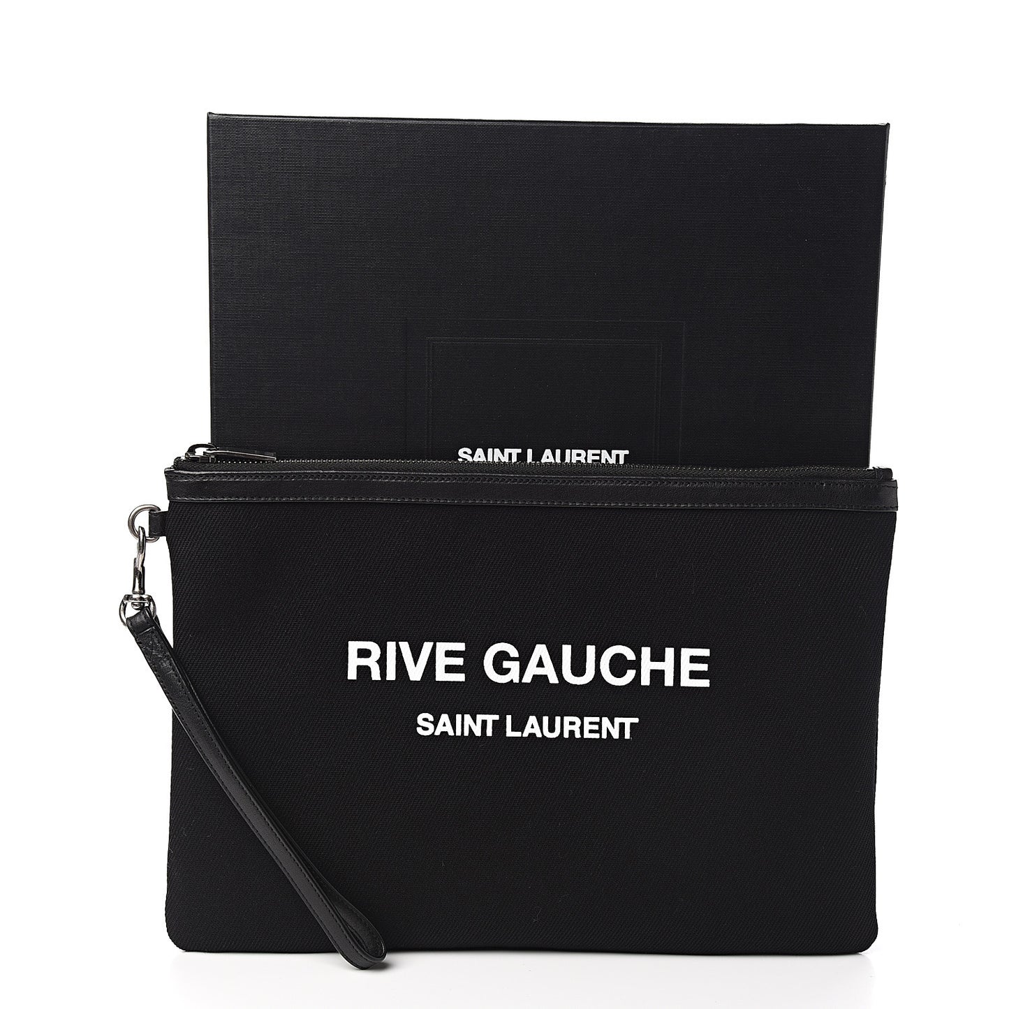 Linen Canvas Rive Gouche Zipped Pouch Black
