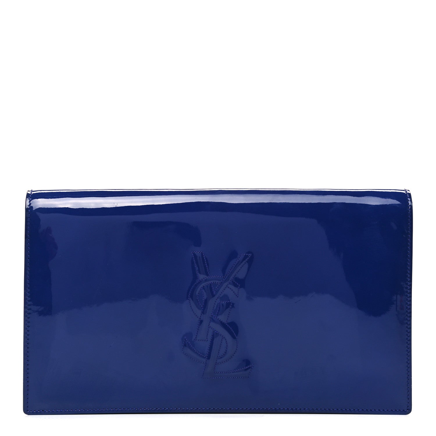 Saint Laurent Patent Calfskin Monogram Large Belle De Jour Clutch Royal Blue 1 of 8