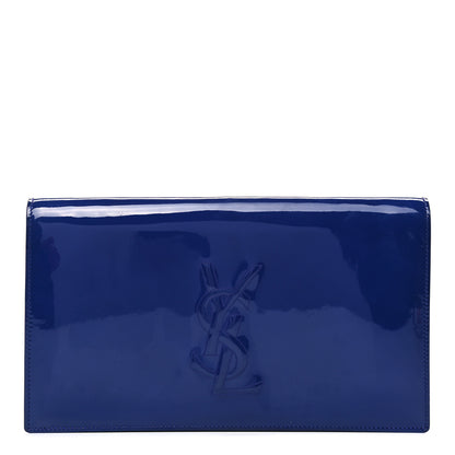 Saint Laurent Patent Calfskin Monogram Large Belle De Jour Clutch Royal Blue 1 of 8