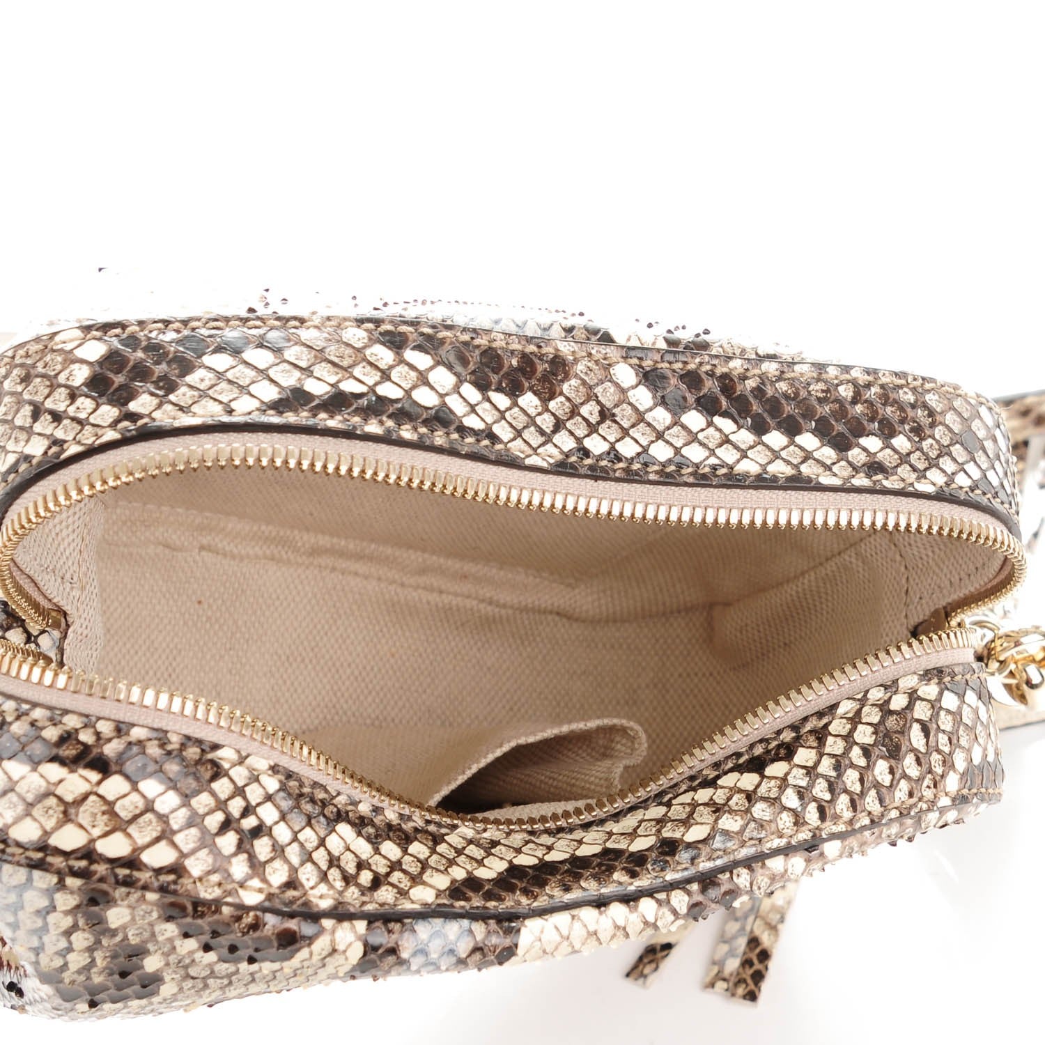 Gucci Python Small Soho Disco Bag Off White Nut Brown Beige 5 of 7