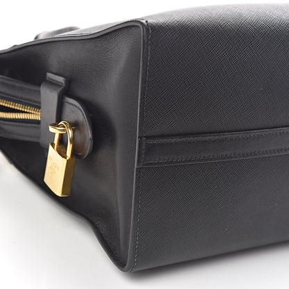 Prada Saffiano City Calf Medium Esplanade Tote Black White 8 of 9