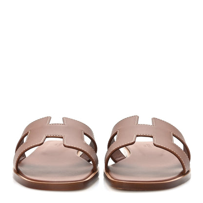 Hermes Box Calfskin Oran Sandals 36 Gold 2 of 9