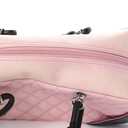Chanel Calfskin Quilted Large Cambon Bowler Pink Black 14 of 17