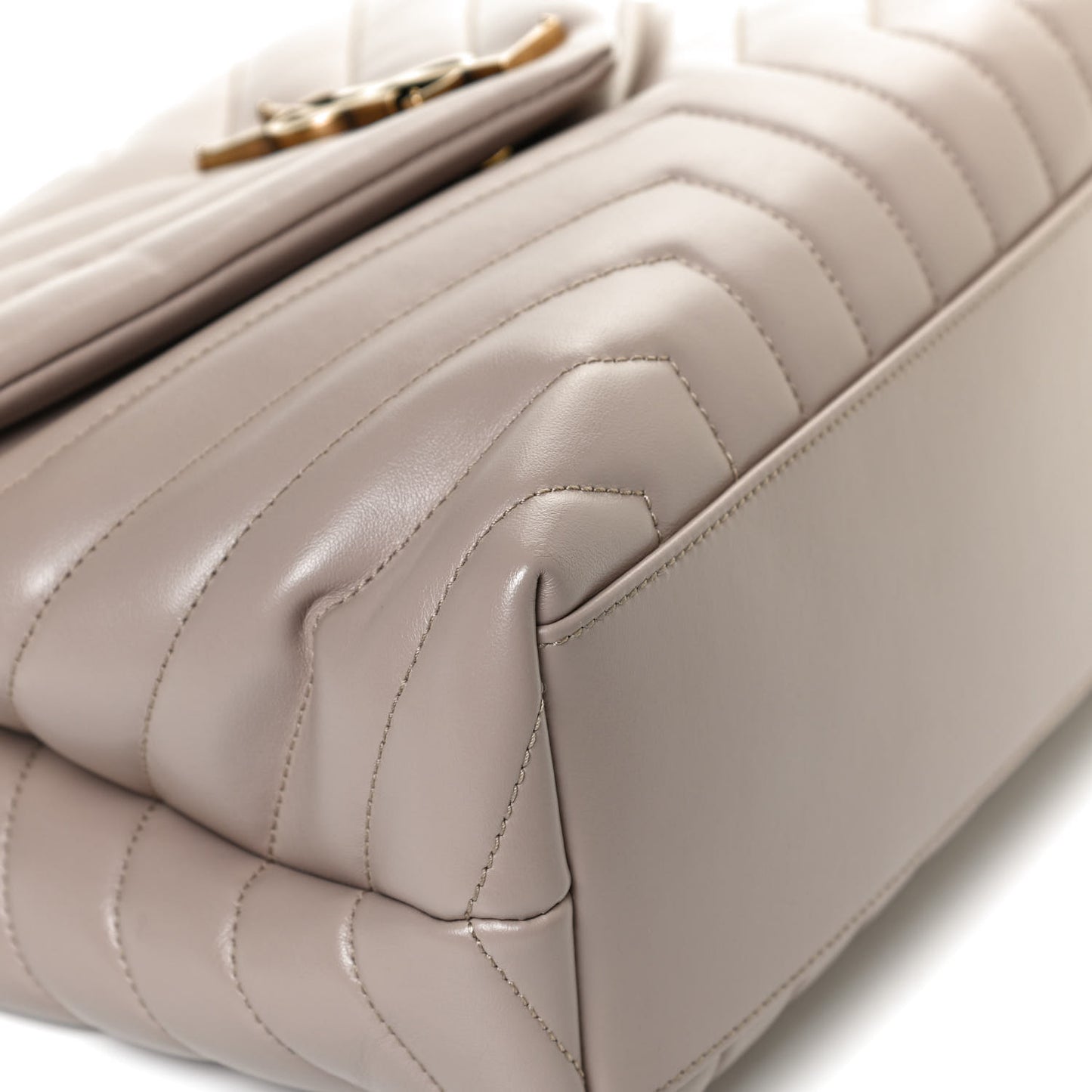 Calfskin Y Quilted Monogram Medium Loulou Chain Satchel Dark Beige