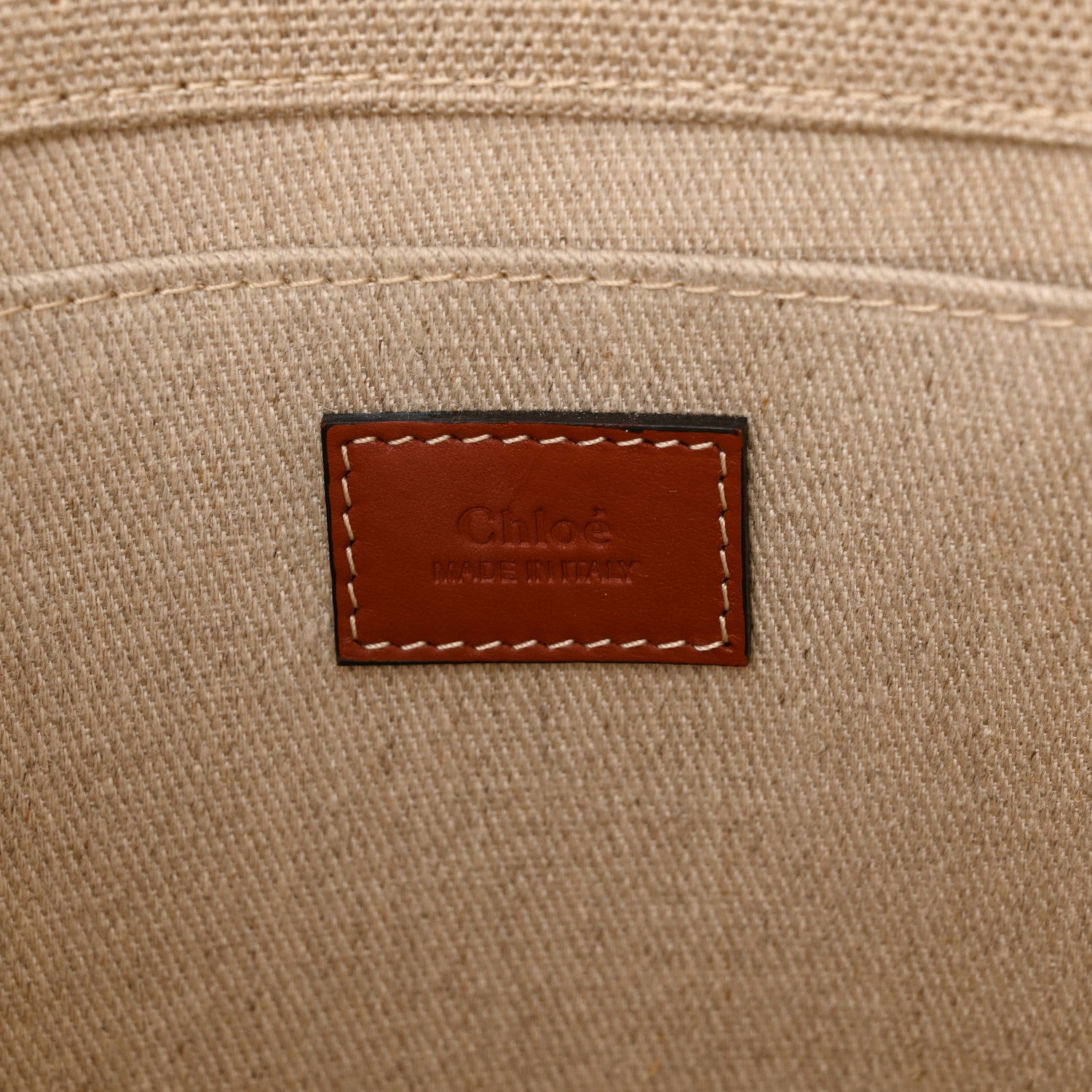 Chloe Cotton Calfskin Medium Woody Ribbon Tote White Brown 6 of 13