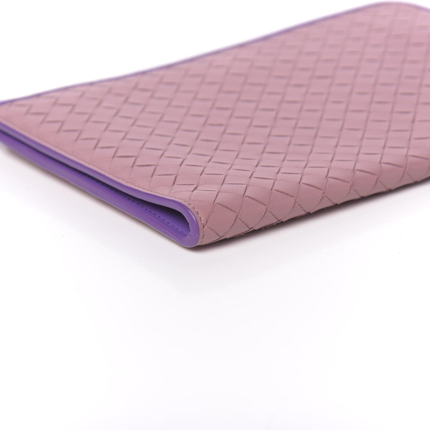 Nappa Intrecciato Flat Zip Pouch Deco Rose Corot