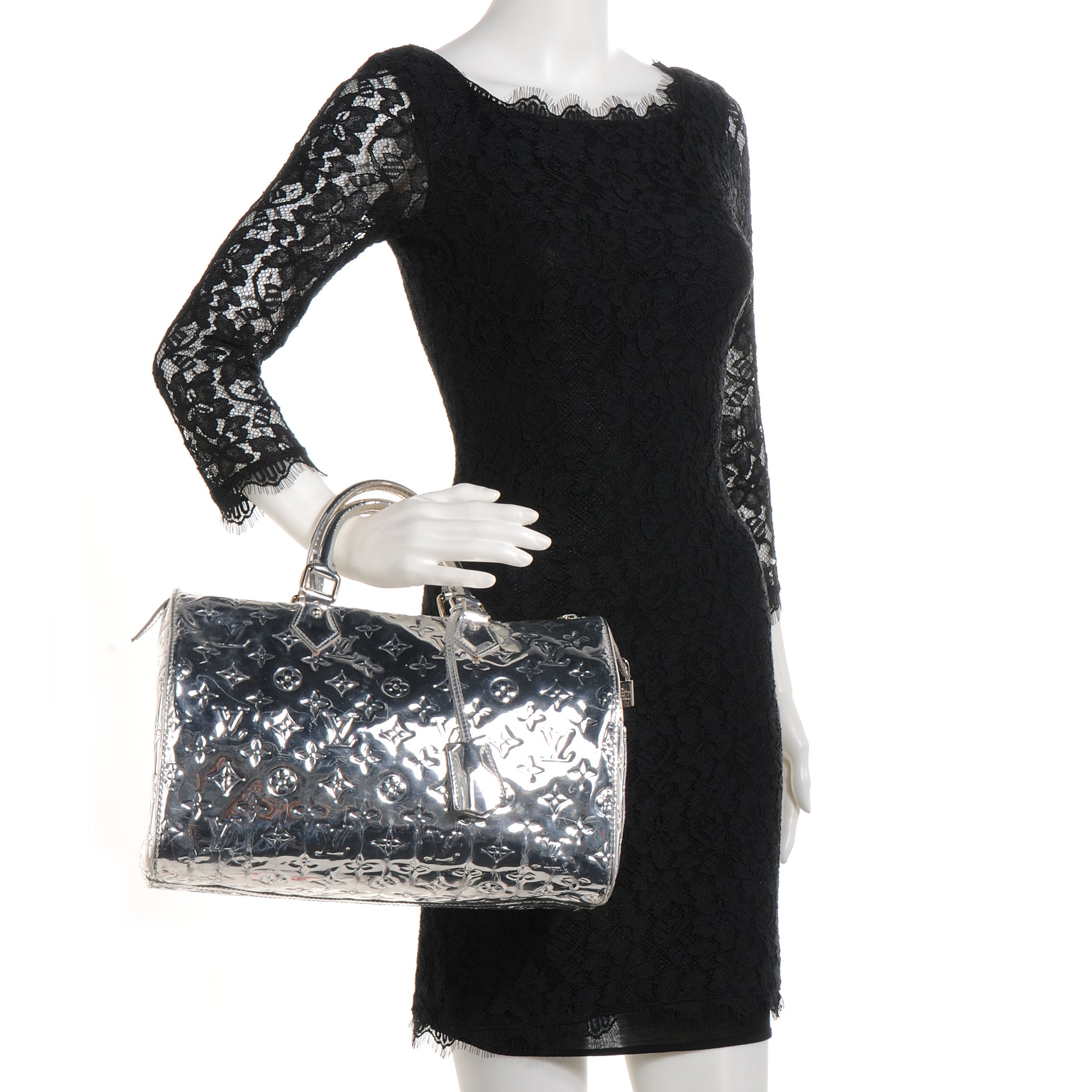 Louis Vuitton Monogram Miroir Speedy 30 Silver 2 of 7