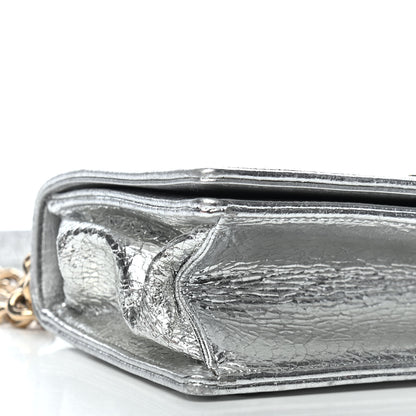 Christian Dior Metallic Ceramic Effect Deerskin Small Diorama Flap Bag Silver 9 of 10