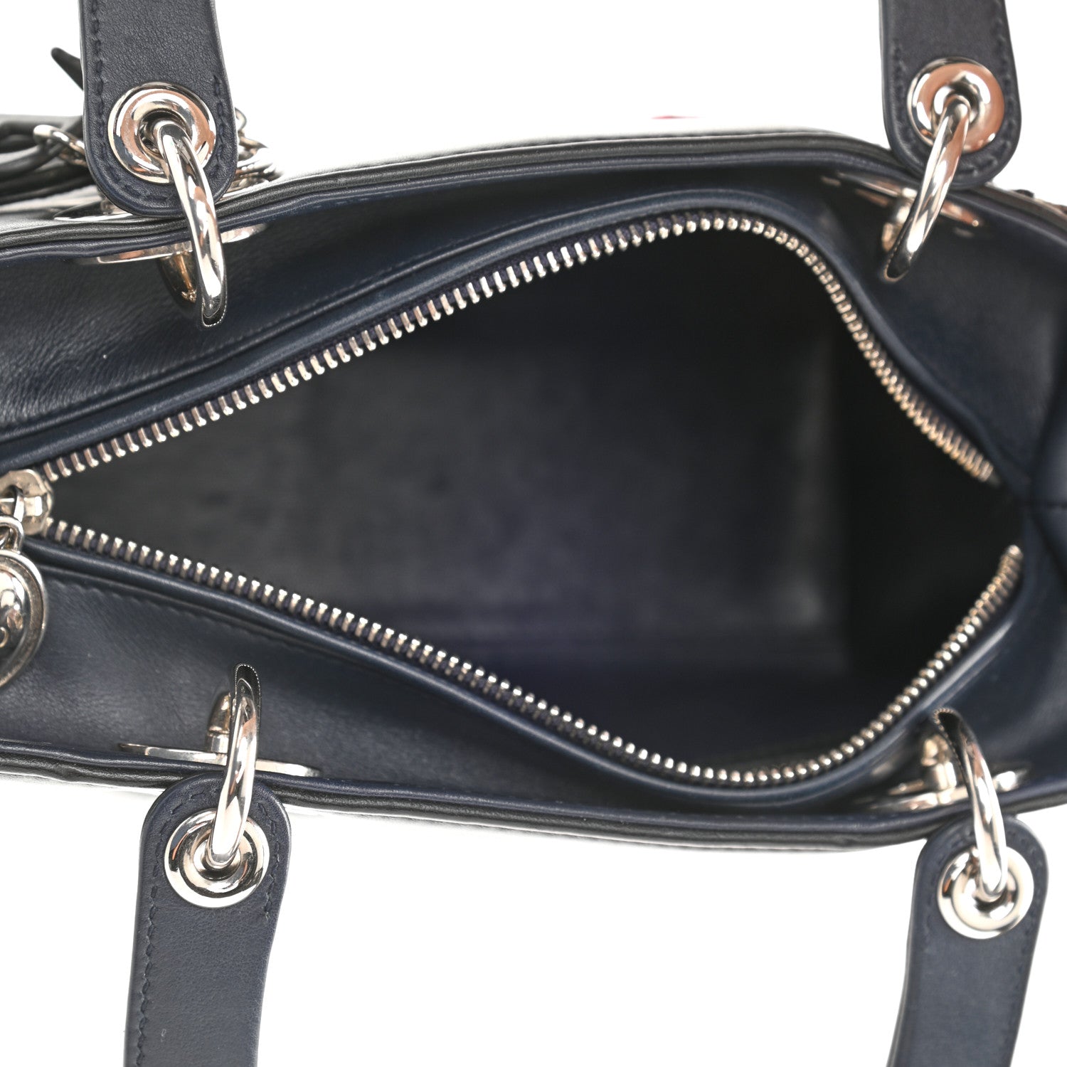 Christian Dior Smooth Calfskin Embroidered Beaded Floral Medium Lady Dior Black 4 of 9