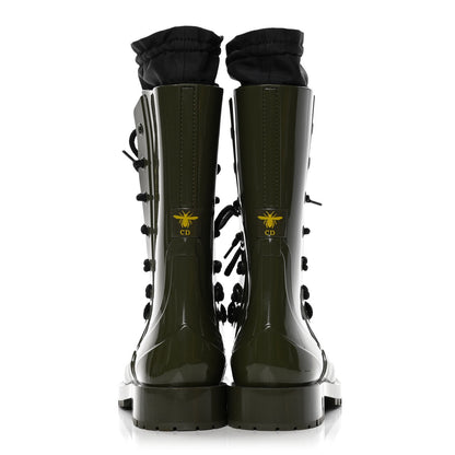 Christian Dior Shiny Rubber Diorcamp Low Boots 38 Military 6 of 12